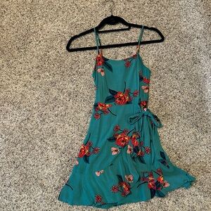 Express Teal Floral Midi Dress